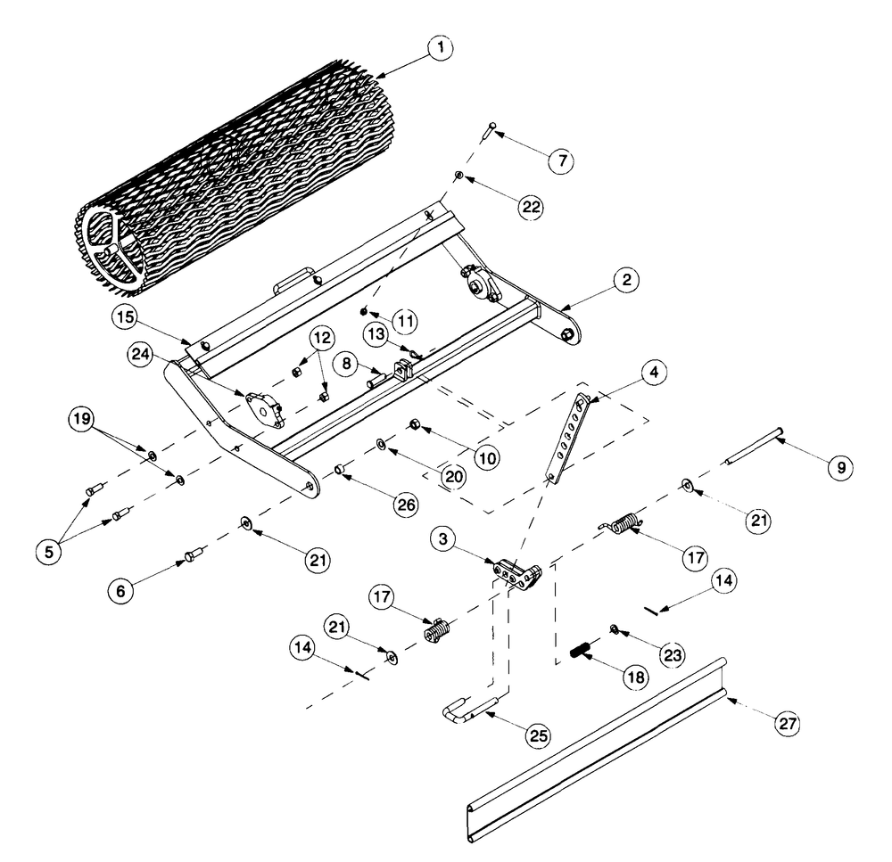 Roller Assembly Diagram and Parts List for 002 190100 Cub Cadet Tiller